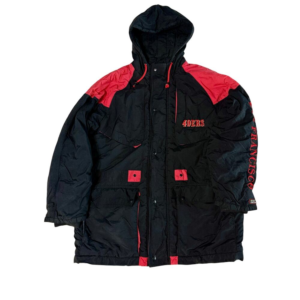 Vintage 1990s San Francisco 49ers Hooded Puffer Jacket – NFL – Men’s XL